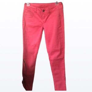 Maurice’s skinny stretch coral colored jeans waist 26. XS summer jeans